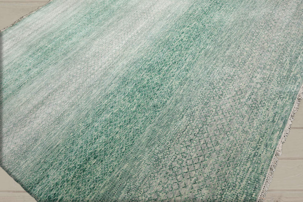 9x12 Green, Beige, Gray Color Hand Knotted 100% Wool Modern Oriental Rug