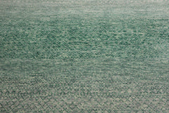 9x12 Green, Beige, Gray Color Hand Knotted 100% Wool Modern Oriental Rug