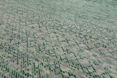 9x12 Green, Beige, Gray Color Hand Knotted 100% Wool Modern Oriental Rug