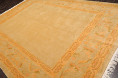 9x12 Beige, Peach, Gold Color Hand Knotted 100% Wool Traditional Oriental Rug