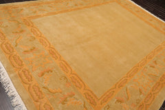 9x12 Beige, Peach, Gold Color Hand Knotted 100% Wool Traditional Oriental Rug