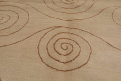 8x10 Beige, Gold, Color Hand Knotted Wool & Silk Modern Oriental Rug