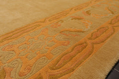 9x12 Beige, Peach, Gold Color Hand Knotted 100% Wool Traditional Oriental Rug