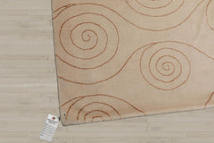 8x10 Beige, Gold, Color Hand Knotted Wool & Silk Modern Oriental Rug