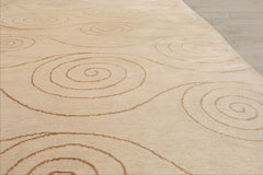8x10 Beige, Gold, Color Hand Knotted Wool & Silk Modern Oriental Rug