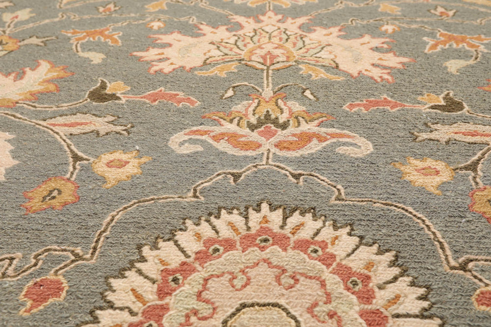 8x10 Slate, Beige, Taupe Color Hand Knotted Kashan 100% Wool Traditional Oriental Rug