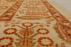 10x14 Ivory, Brown, Rust Color Hand Knotted Peshawar 100% Wool Traditional Oriental Rug