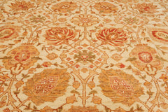 10x14 Ivory, Brown, Rust Color Hand Knotted Peshawar 100% Wool Traditional Oriental Rug