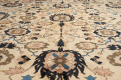 Palace Ivory, Midnight Blue, Olive Green Color Hand Knotted Mahal 100% Wool Traditional Oriental Rug