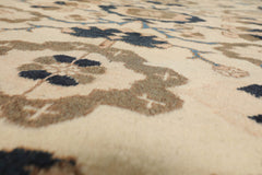 Palace Ivory, Midnight Blue, Olive Green Color Hand Knotted Mahal 100% Wool Traditional Oriental Rug