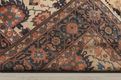 Palace Ivory, Midnight Blue, Olive Green Color Hand Knotted Mahal 100% Wool Traditional Oriental Rug