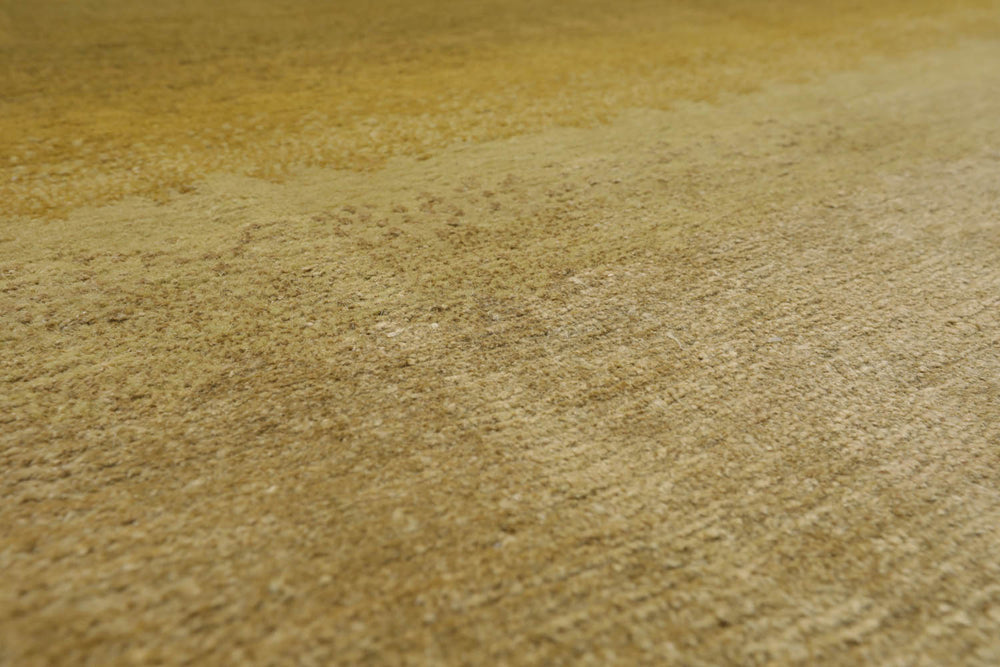 3x12 Olive, Green, Gold Color Hand Knotted Ombre 100% Wool Contemporary Oriental Rug