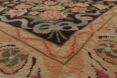 Multi Size Chocolate Tan Aqua Color Hand Knotted Wool Traditional Oriental Rug