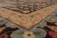 Multi Size Chocolate Tan Aqua Color Hand Knotted Wool Traditional Oriental Rug