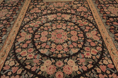 Multi Size Chocolate Tan Aqua Color Hand Knotted Wool Traditional Oriental Rug