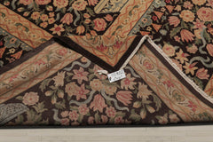 Multi Size Chocolate Tan Aqua Color Hand Knotted Wool Traditional Oriental Rug
