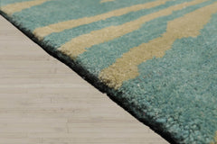 5x8 Turquoise, Mint, Color Hand Knotted 100% Wool Modern Oriental Rug