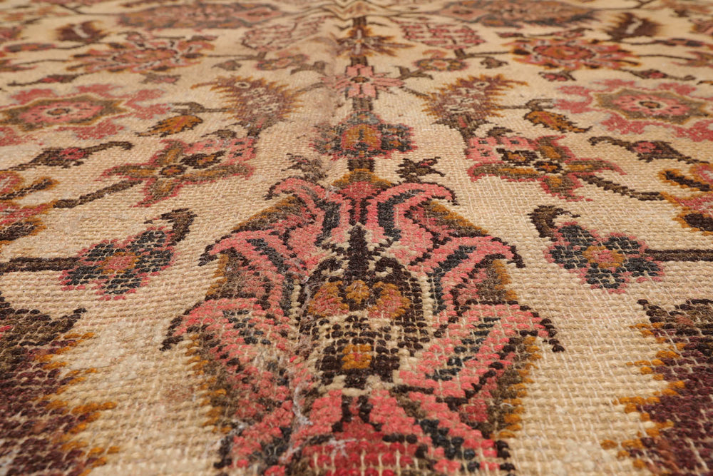 Palace Beige, Rust, Brown Color Hand Knotted Mahal 100% Wool Traditional Oriental Rug