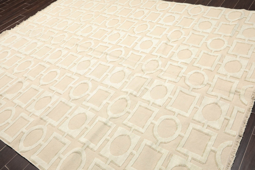 8x10 Beige, Sea Foam, Tan Color Hand Knotted 100% Wool Modern Oriental Rug