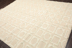 8x10 Beige, Sea Foam, Tan Color Hand Knotted 100% Wool Modern Oriental Rug