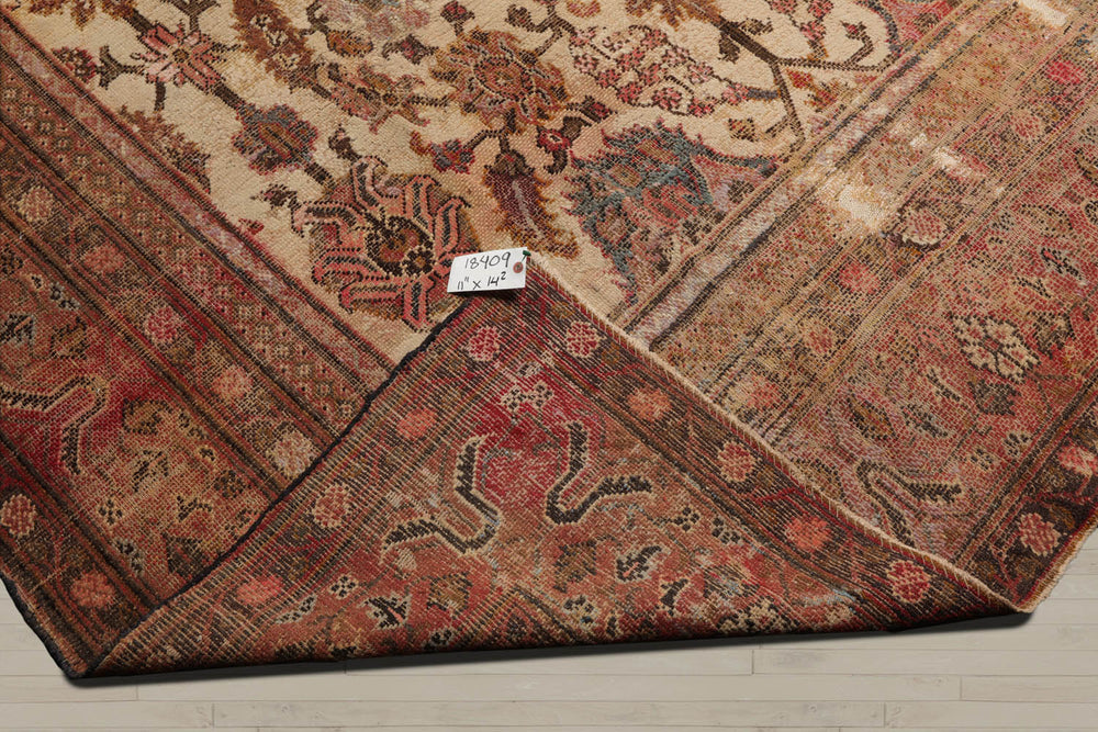 Palace Beige, Rust, Brown Color Hand Knotted Mahal 100% Wool Traditional Oriental Rug