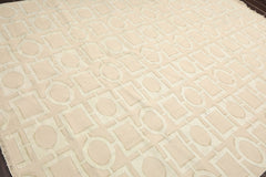 8x10 Beige, Sea Foam, Tan Color Hand Knotted 100% Wool Modern Oriental Rug
