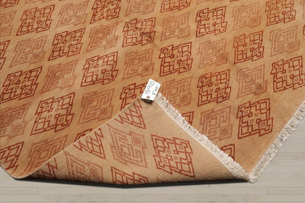 8x10 Tan, Caramel, Color Hand Knotted 100% Wool Transitional Oriental Rug