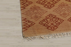 8x10 Tan, Caramel, Color Hand Knotted 100% Wool Transitional Oriental Rug