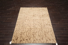 6x9 Beige, Brown, Color Hand Knotted 100% Wool Transitional Oriental Rug