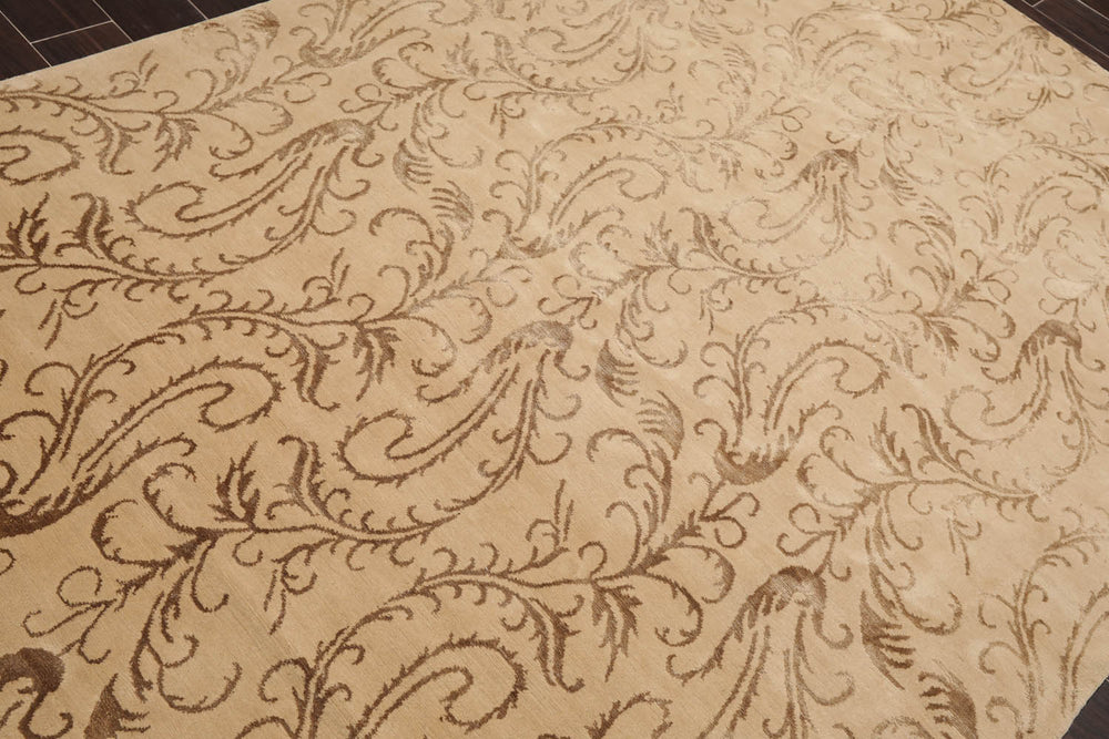 6x9 Beige, Brown, Color Hand Knotted 100% Wool Transitional Oriental Rug