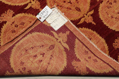9x12 Rust, Peach, Light Gold Color Hand Knotted 100% Wool Transitional Oriental Rug