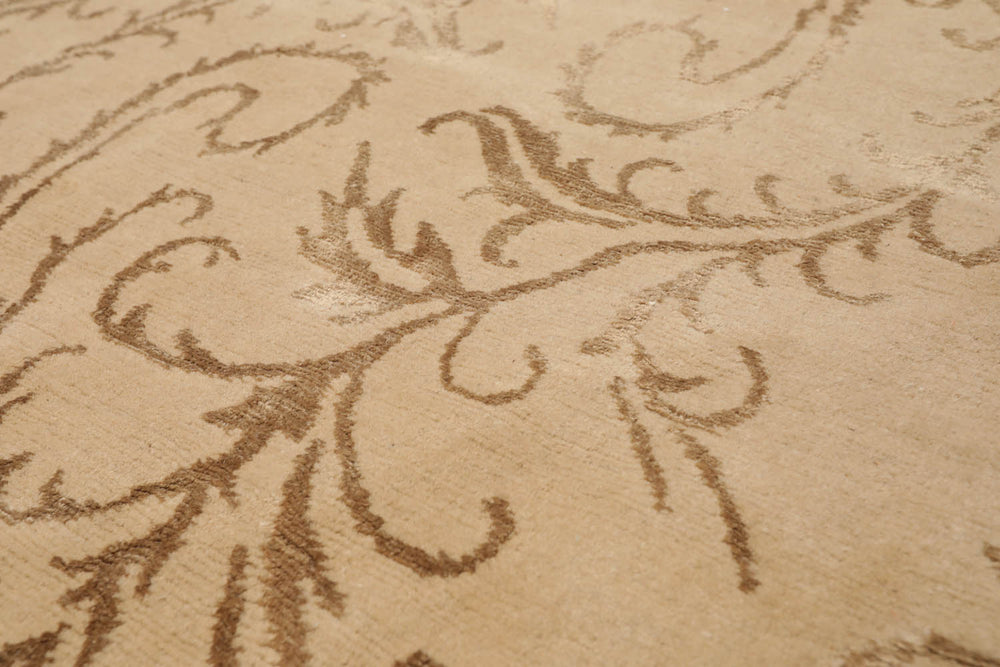 6x9 Beige, Brown, Color Hand Knotted 100% Wool Transitional Oriental Rug