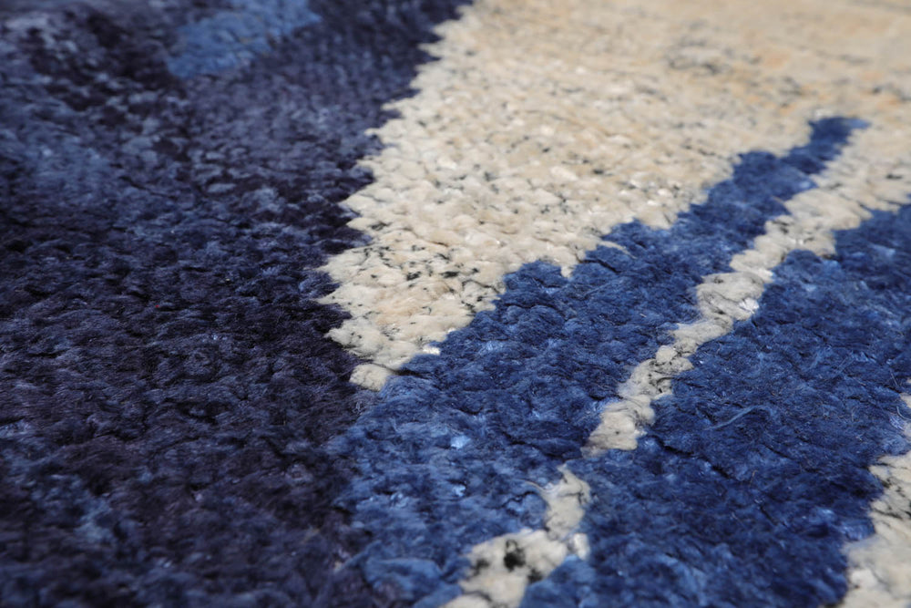 10x14 Beige, Ivory, Blue Color Hand Knotted Tibetan 100% Wool Modern Oriental Rug