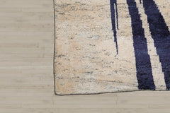 10x14 Beige, Ivory, Blue Color Hand Knotted Tibetan 100% Wool Modern Oriental Rug
