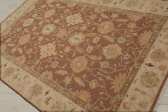 6x9 Mocha, Beige, Aqua Color Hand Knotted 100% Wool Traditional Oriental Rug