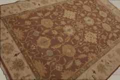 6x9 Mocha, Beige, Aqua Color Hand Knotted 100% Wool Traditional Oriental Rug