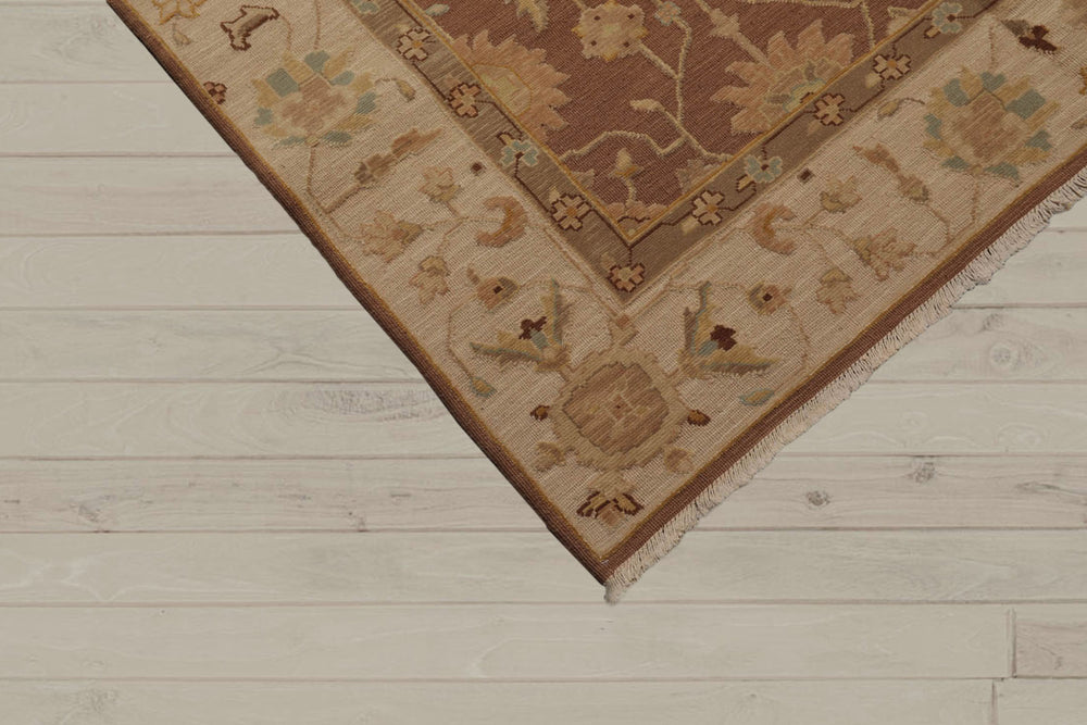 6x9 Mocha, Beige, Aqua Color Hand Knotted 100% Wool Traditional Oriental Rug