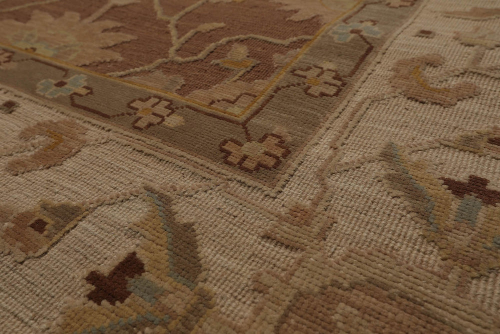 6x9 Mocha, Beige, Aqua Color Hand Knotted 100% Wool Traditional Oriental Rug