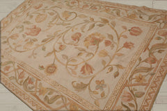6x9 Beige, Tan, Light Gold Color Hand Knotted 100% Wool Traditional Oriental Rug