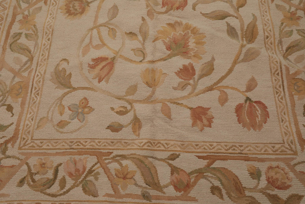 6x9 Beige, Tan, Light Gold Color Hand Knotted 100% Wool Traditional Oriental Rug