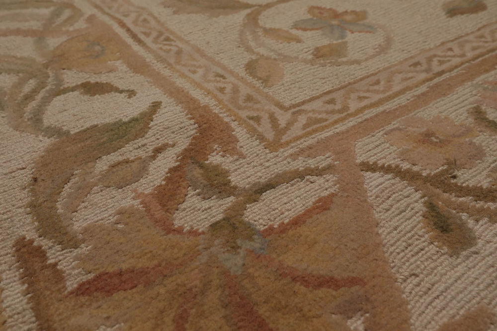 6x9 Beige, Tan, Light Gold Color Hand Knotted 100% Wool Traditional Oriental Rug