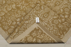 6x9 Brown, Light Gold, Color Hand Knotted Wool & Silk Transitional Oriental Rug