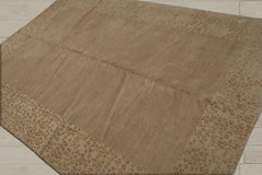 6x9 Tone on Tone Beige, , Color Hand Knotted Wool & Silk Modern Oriental Rug