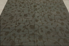 6x9 Gray, Green, Color Hand Knotted 100% Wool Transitional Oriental Rug