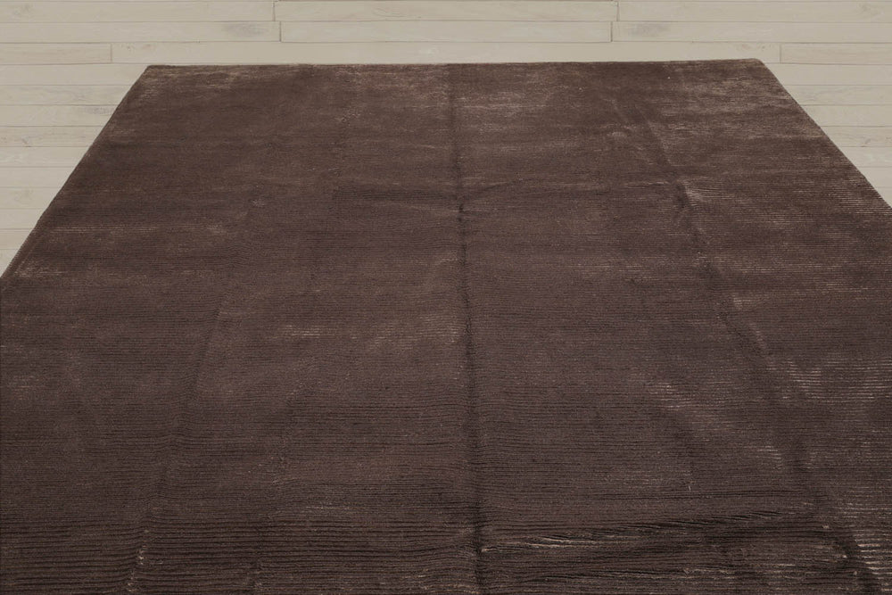 8x10 Brown, Beige, Color Hand Knotted Wool & Silk Contemporary Oriental Rug