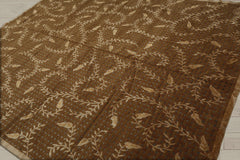 8x10 Brown, Gold, Gray Color Hand Knotted Wool & Silk Traditional Oriental Rug