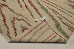 8x11 Beige, Brown, Cranberry Color Hand Knotted Peshawar 100% Wool Modern Oriental Rug