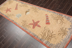 Runner Beige, Pistacchio, Dark Gray Color Hand Knotted 100% Wool Modern Oriental Rug