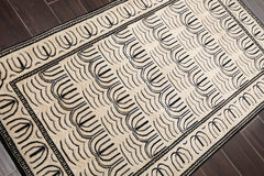 3x5 Cream, Gray, Black Color Hand Knotted 100% Wool Modern Oriental Rug