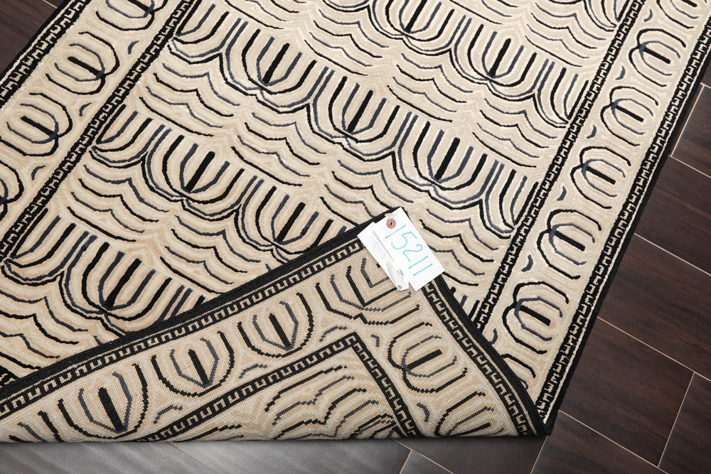 3x5 Cream, Gray, Black Color Hand Knotted 100% Wool Modern Oriental Rug